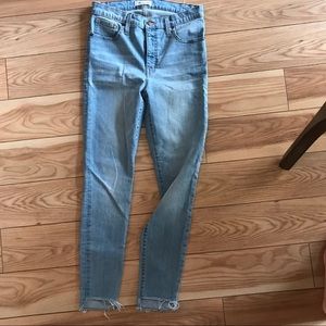 Madewell light wash frayed hem jeans 29